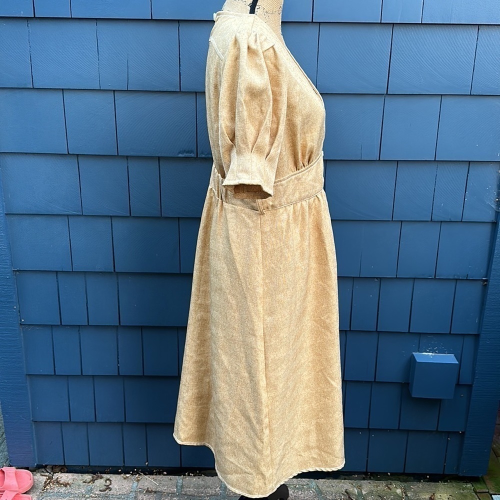 Moon River gold dress cotton poly linen blend large - Picture 3 of 14